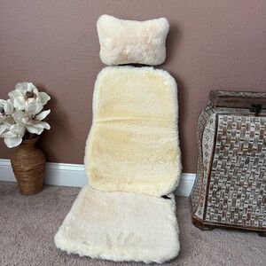 Luxurious Cream Faux Fur Car Seat Cushion Set
